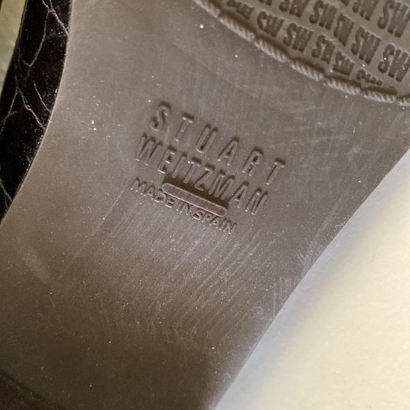 Stuart Weitzman Brown Mock Croc Patent Leather Slip On Loafers Size 7.6 - Picture 13 of 13